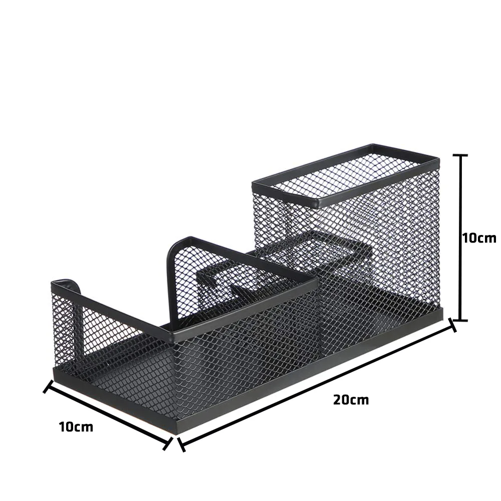 Khay cắm bút, khay đựng bút, hộp đựng bút để bàn 3 ngăn kim Loại màu đen đồ  dùng văn phòng Legaxi – Legaxi