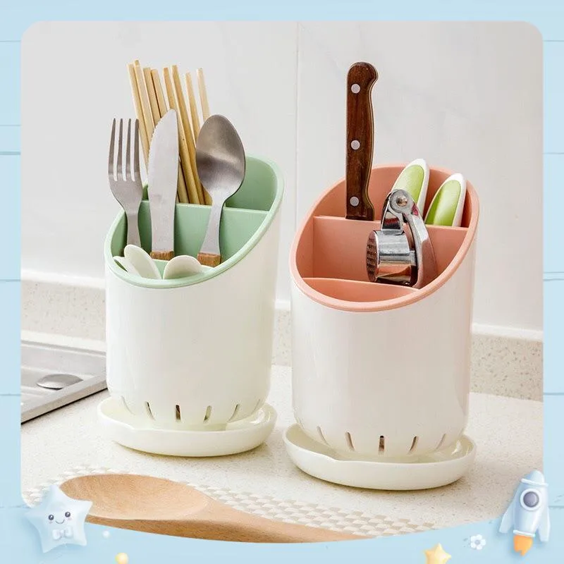 Ống cắm đũa thìa chia ngăn có khe thoát nước