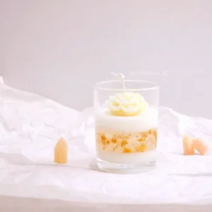 Nến Thơm Ly Thủy Tinh Sáp Cọ Tự Nhiên, Thư Giãn - Flora Collab