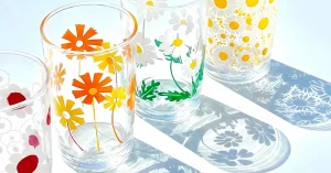Ly uống nước Floral 2001220 thủy tinh in hoa văn mùa xuân