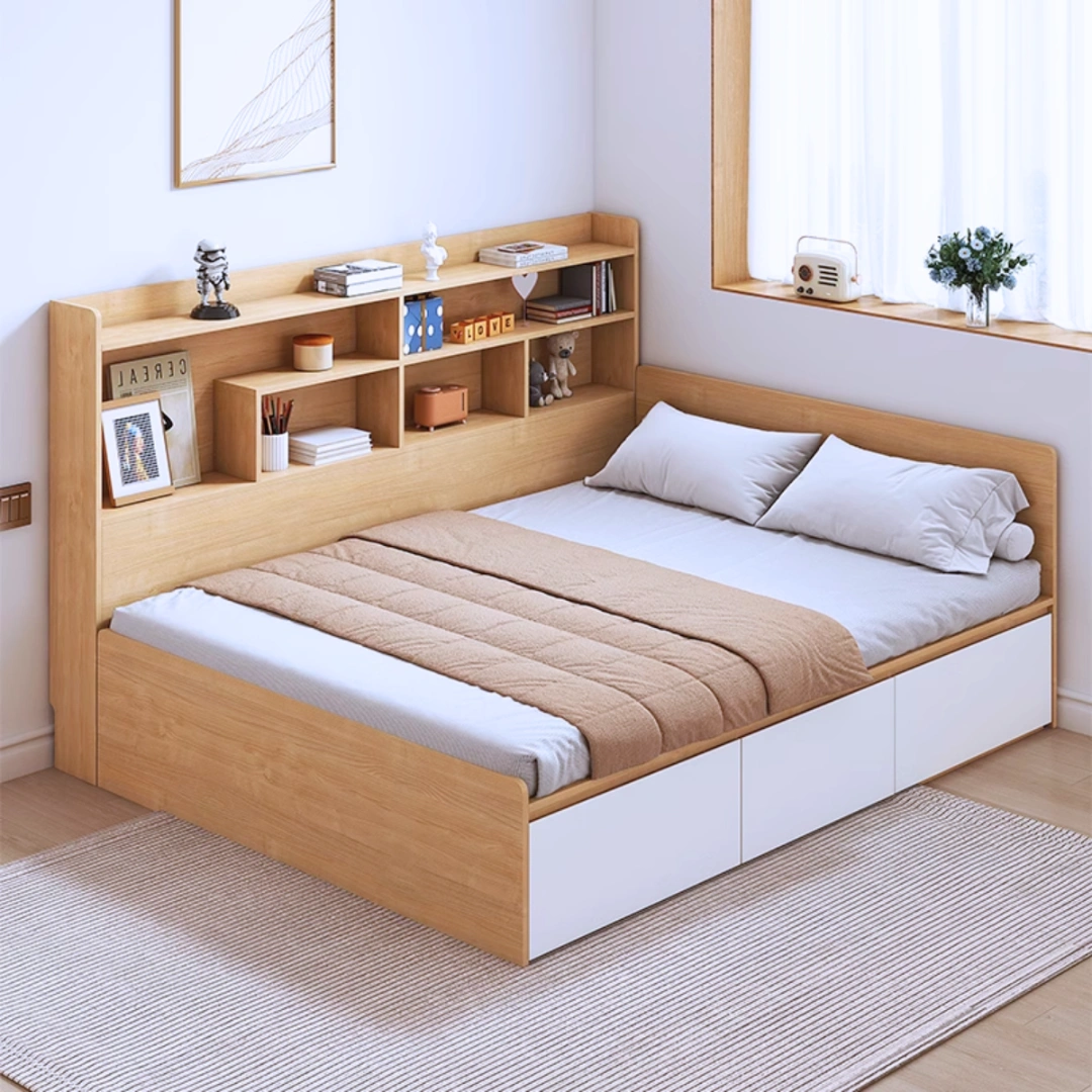 Giường gỗ cho bé 1m2 kết hợp giá sách hiện đại Sloan - R140 x D200cm