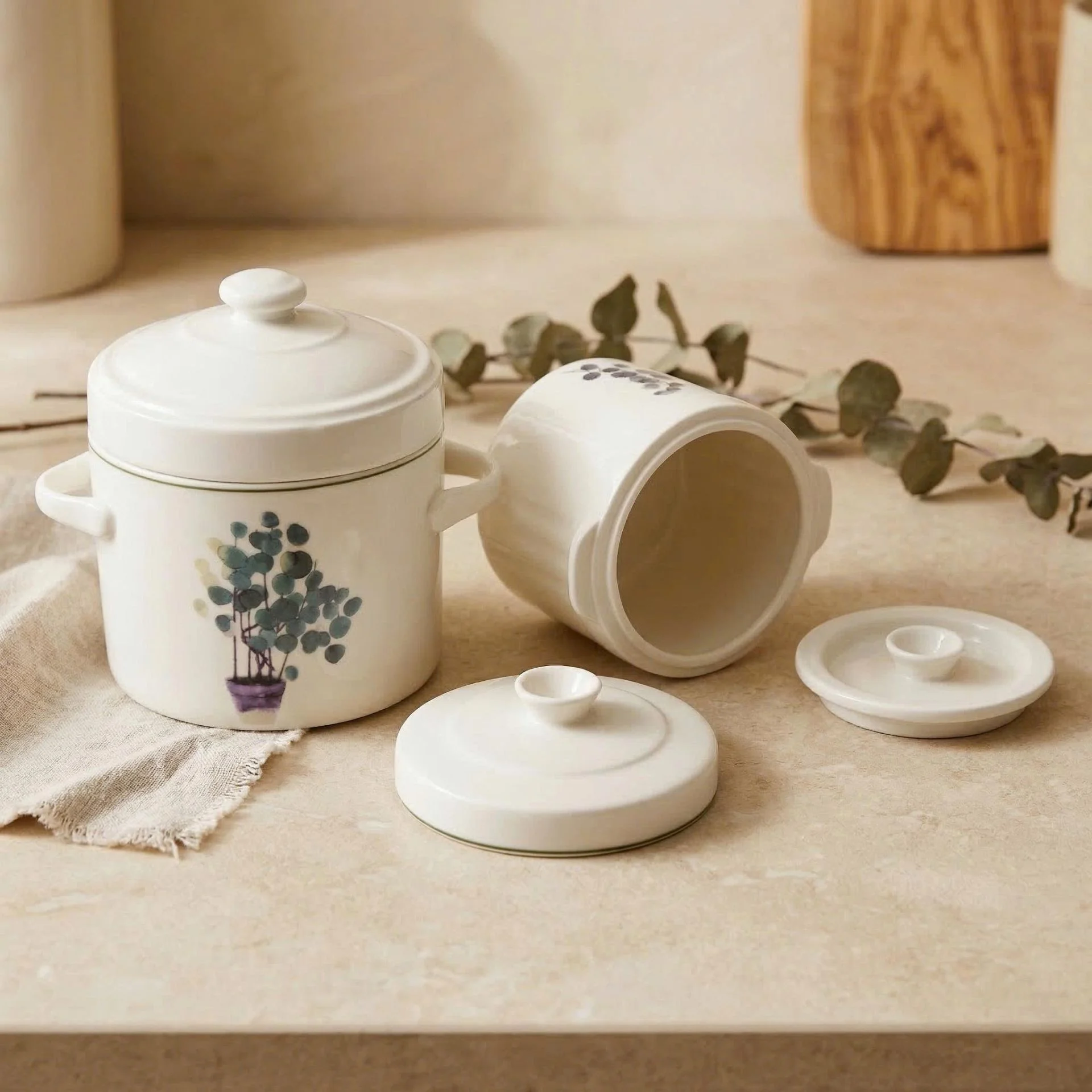 Thố Chưng Gốm Sứ Cao Cấp Made4Home 2 Lớp Nắp Giữ Nhiệt