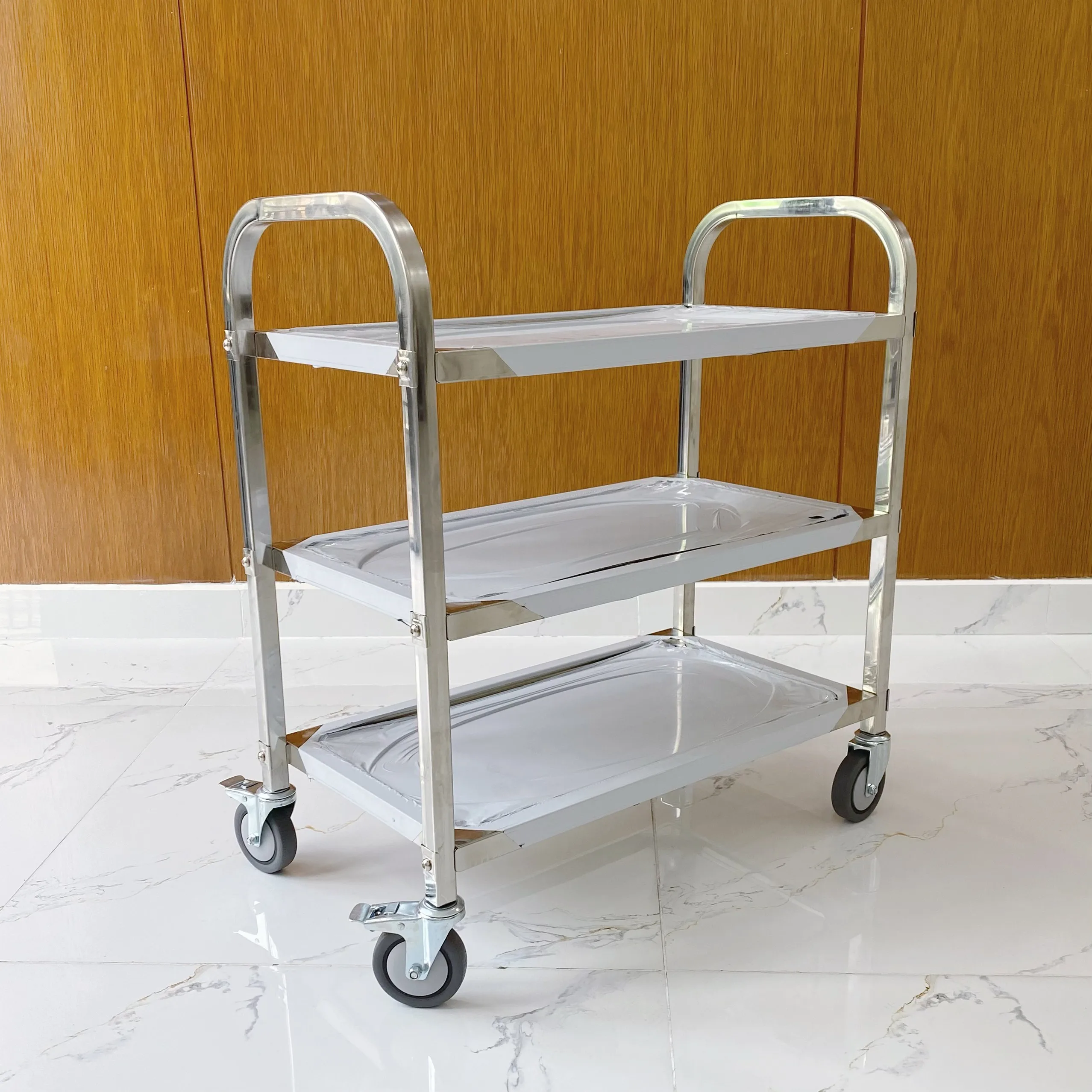 Xe đẩy inox 3 tầng lớn X1001 - CÔNG TY TNHH THƯƠNG MẠI SONG QUÁN