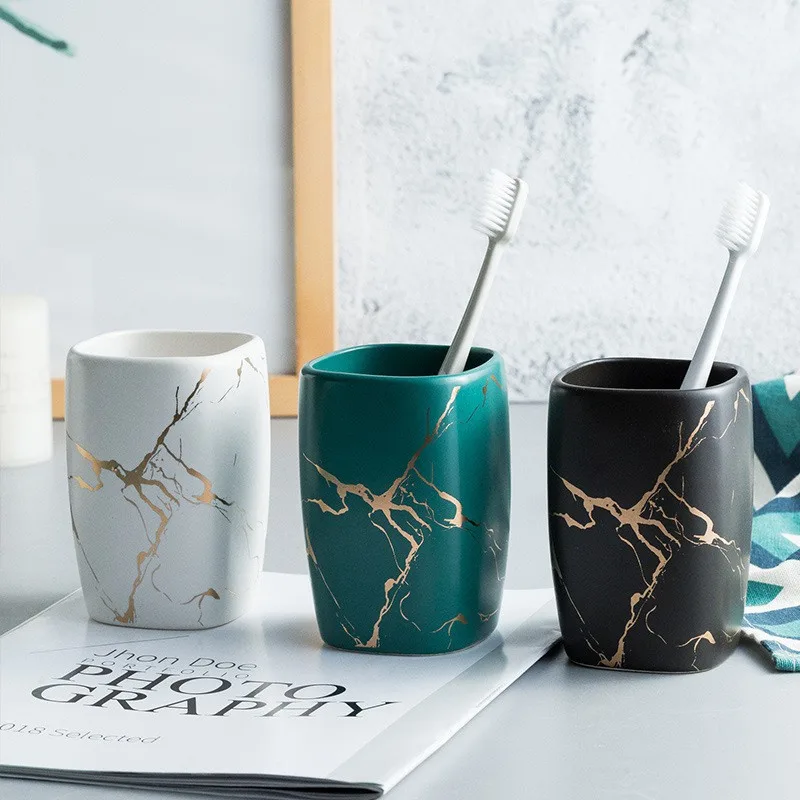 Ly Sứ Đánh Răng, ly Đựng Bàn Chải Nhà Tắm Vân Cẩm Đá Thạch Cao Cấp | Shopee Việt Nam