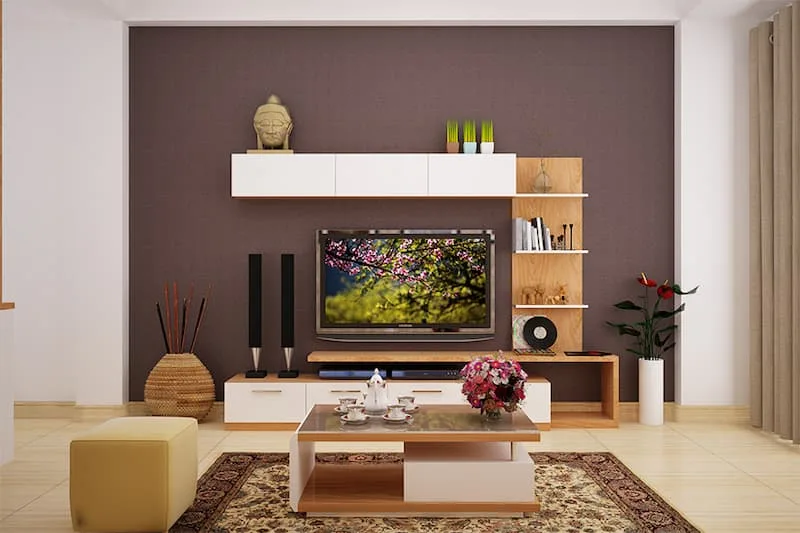 Bí quyết trang trí kệ tivi gỗ phòng khách đẹp hiện đại và ấn tượng