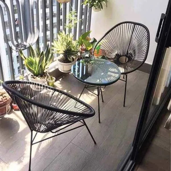 Bộ Bàn Ghế Ban Công Ghế Cafe Sắt Mây Nhựa Ngoài Trời giá rẻ