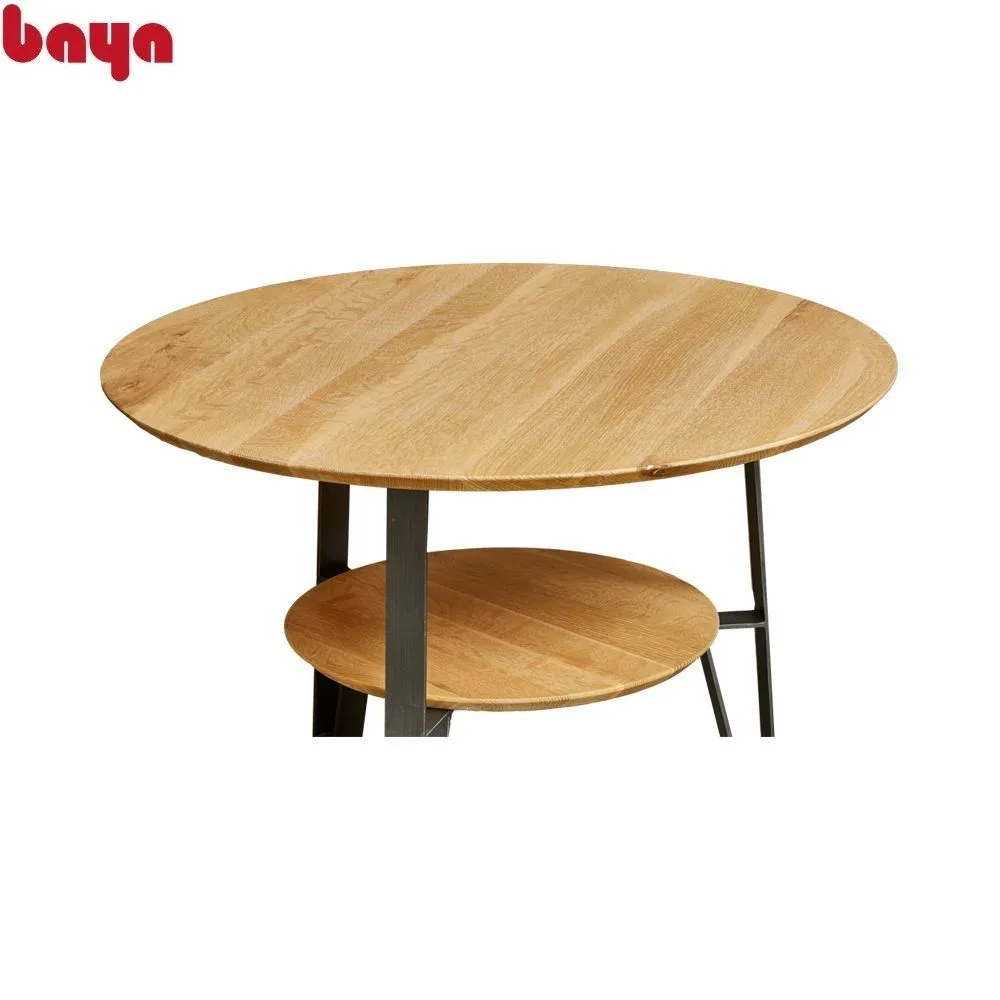 Bàn Cà Phê BAYA CARINE 5276 Gỗ Sồi MDF Kim Loại Màu Gỗ Sáng Kích Thước  H50xDia80