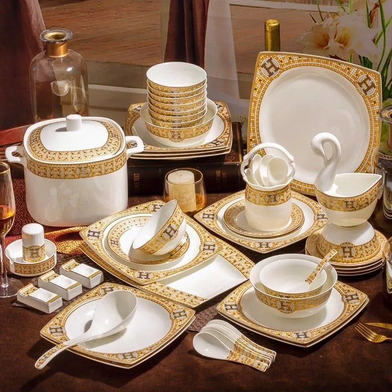 Bộ Tô Chén Đĩa Phụ Kiện Bàn Ăn Helius (Vuông) - Bộ 80 Món – MODENI