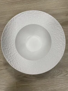 Đĩa ăn súp Black White lòng sâu, viền họa tiết đen trắng