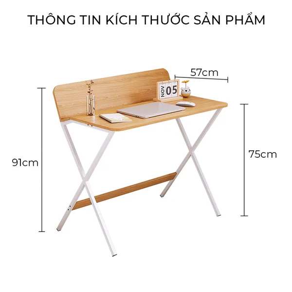 Bàn làm việc hiện đại nhỏ gọn trắng vân gỗ GM210