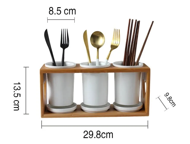 Ống Đũa Sứ Đựng Đũa Muỗng 3 Ngăn | HomeAZ.vn