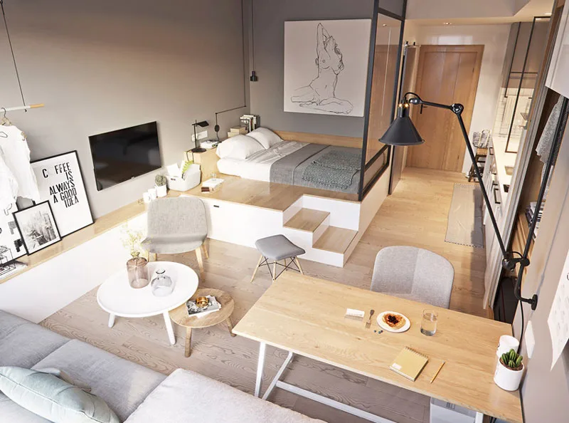 25+ Mẫu thiết kế căn hộ studio đẹp tiện nghi tối ưu không gian nhất
