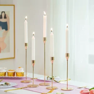 Chân nến trụ Nuria 1056174 kim loại mạ vàng sang trọng