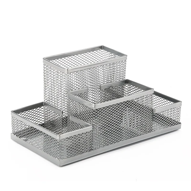 Hộp đựng bút 4 ngăn Kim Loại để bàn, ống bút, khay đựng bút, dụng cụ học tập, văn phòng phẩm ngăn nắp tiện ích - DMA VPP