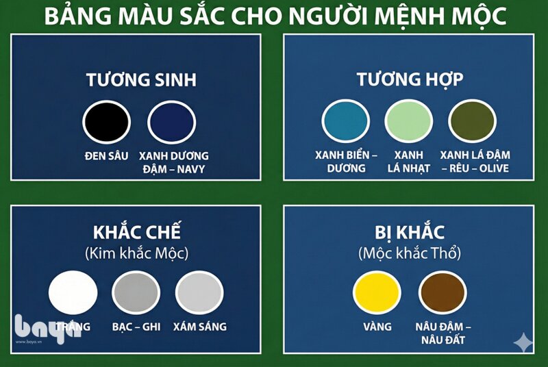 Mệnh Mộc hợp màu gì - Mệnh Mộc hợp màu gì theo vòng ngũ hành
