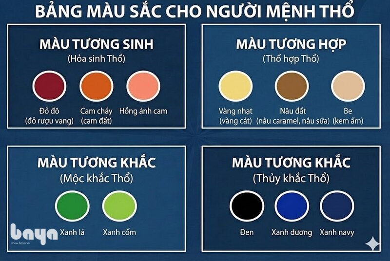 Mệnh Thổ hợp màu gì - Mệnh Thổ hợp màu gì khi áp dụng vào từng không gian